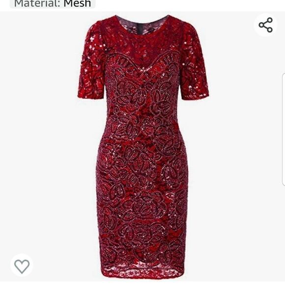 VIJIV+vintage 1920s sequined flapper dress +red new Large - Picture 2 of 16